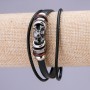 Bracciale Teschio, lunghezza 21 cm, spessore 15 mm, ecopelle nera