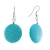Orecchini pendenti con cabochoni rotondi in turchese, con venature, 48×23 mm