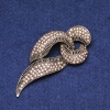 Spilla Fiocco con strass in metallo dorato 38x80 mm