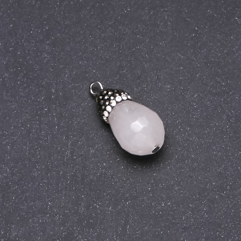 Pendente Quarzo Rosa Ghianda 13x26(+-)mm