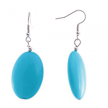 Orecchini pendenti con cabochoni ovali lisci, ispirati al turchese, 20×30 mm