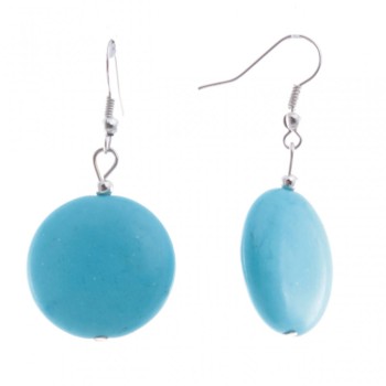 Orecchini pendenti con cabochoni azzurro chiaro ispirati al turchese, 48×24 mm