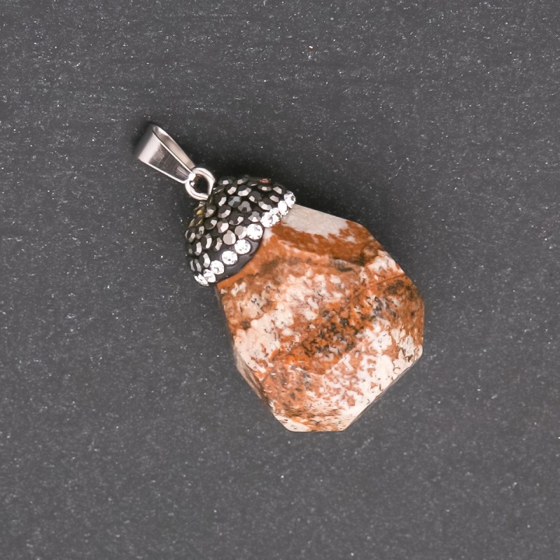 Pendente 'Ghianda' in jasper paesaggistico 32×20 mm (±)