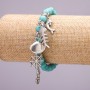Bracciale con turchese e pendenti marini, diametro 8 mm, lunghezza 18 cm