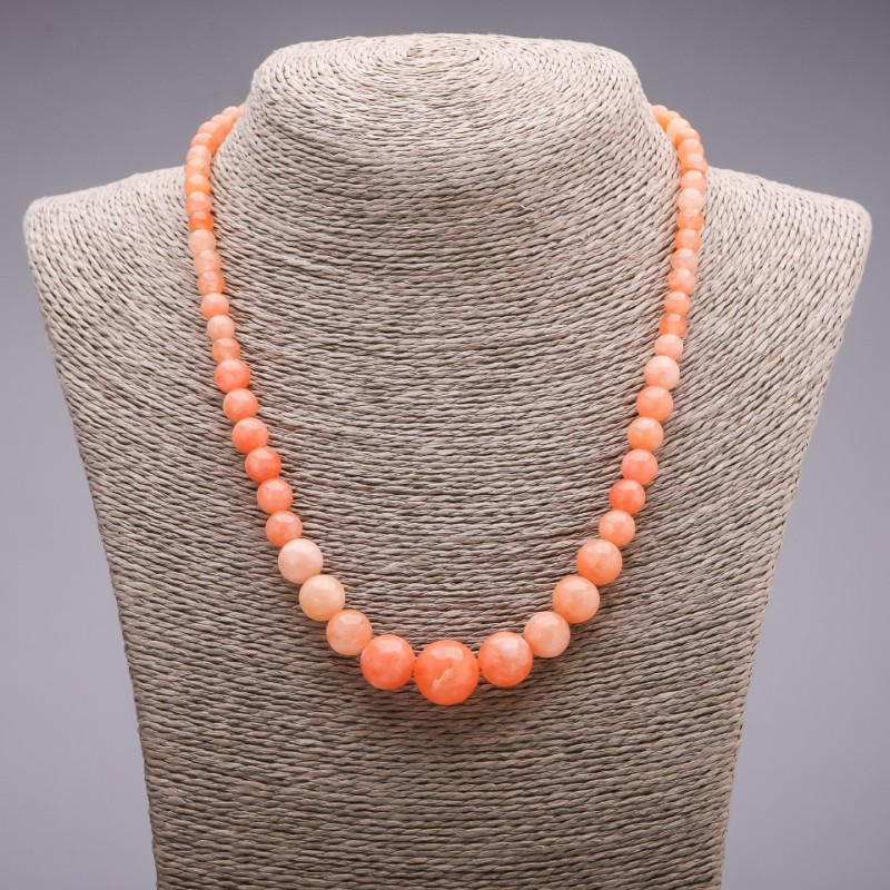 Collana di elioolite (artificiale) con sfere, diametro 6-14 mm, lunghezza 45 cm