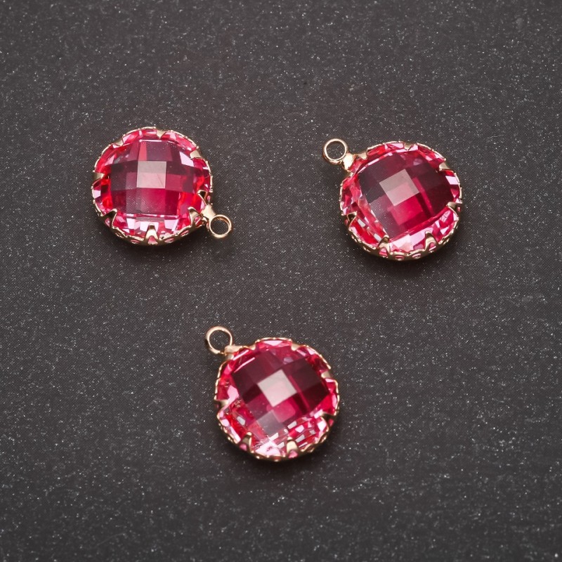 Pendente «Cerchio» rosa, cornice dorata 10×17 mm