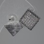Orecchini a perno Rombo, strass bianchi, metallo argentato, 2 cm