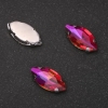 Prezzo per confezione da 10 pezzi. Cristallo cucito con perno ovale 9x18 mm, rosso lampone e arancione