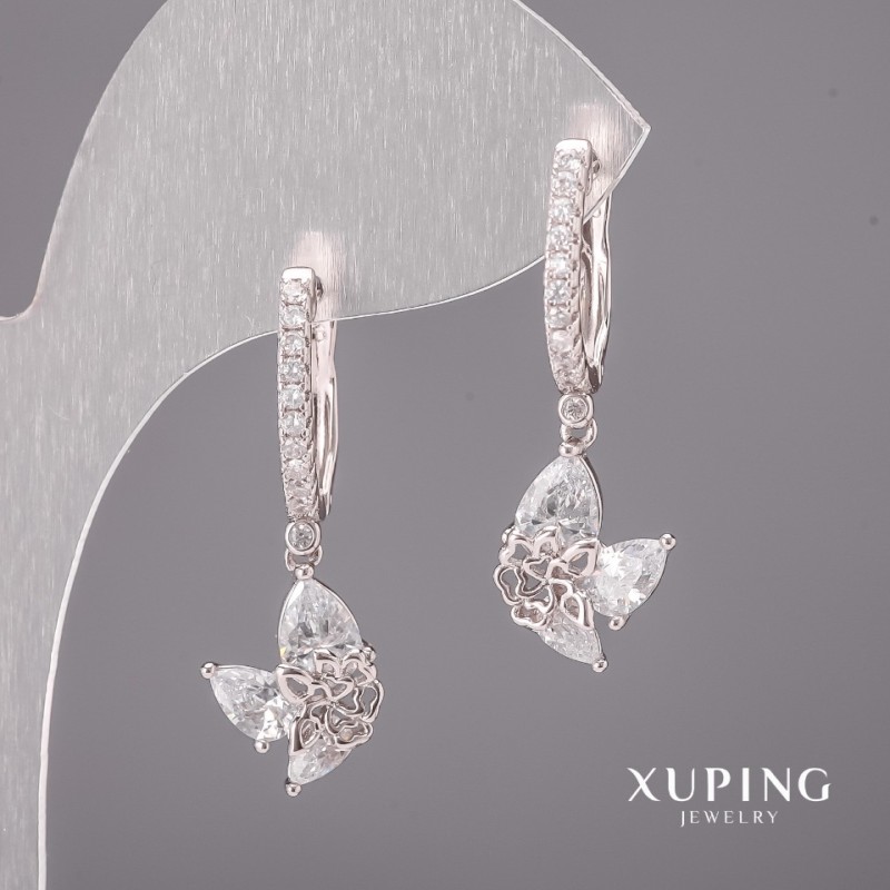 Orecchini Xuping con pietre bianche 8×29 mm in rodio