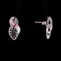 Orecchini a perno traforati con opale rosa sintetico, colore argento 20×10 mm