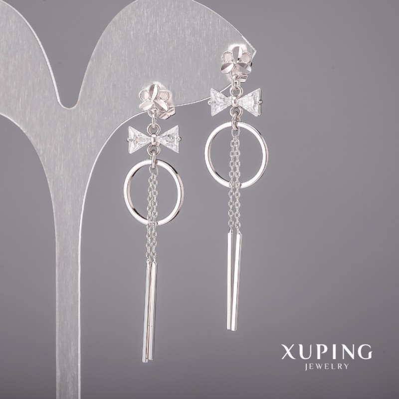 Orecchini Xuping con pietre bianche rodiate 14x60 mm