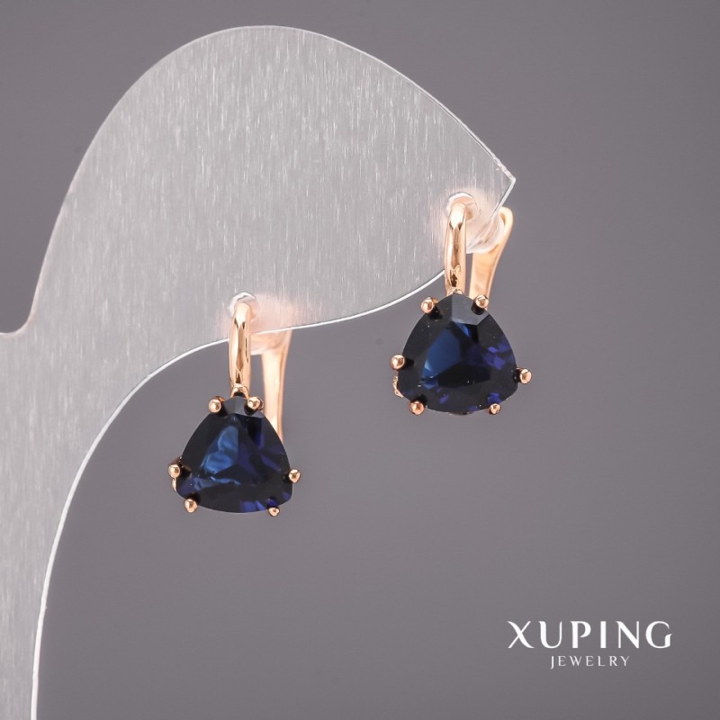 Orecchini Xuping con pietre blu 10×17 mm placcato oro 18K