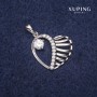 Pendente Xuping «Cuore» 19×22×26 mm rodio con strass bianchi