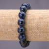 Bracciale in pietra naturale lapislazzuli con perle lisce, diametro 12 (+-) mm su elastico, lunghezza 18 cm
