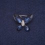 Spilla a forma di farfalla con cristalli, metallo argentato 20x23 mm