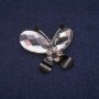 Spilla Farfalla con cristalli, metallo argentato 32×32 mm
