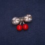 Spilla Ciliegine con cristalli, metallo grigio 19x28 mm