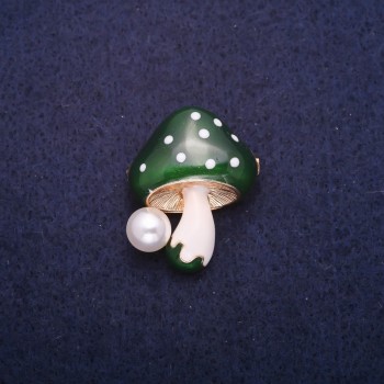 Saldi! Spilla «Funghino» cappellino verde 22×28 mm colore metallo 'oro'