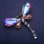 Spilla Libellula con cristalli, metallo argentato 52×58 mm