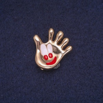 Spilla a forma di palmo smaltata, metallo dorato 24×25 mm