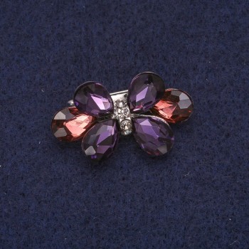 Spilla a fiocco in cristalli, metallo argentato 17×30 mm