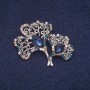 Spilla Foglioline con cristalli, metallo argentato 33×41 mm