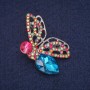 Spilla farfalla in cristalli, metallo argentato 28×45 mm