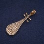 Spilla 'Pipa' con strass gialli, metallo dorato 15×50 mm