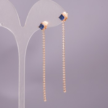 Orecchini Xuping con pietra blu 6×65 mm, placcato in oro 18K