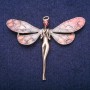 Spilla Fatina con cristallo rosa e smalto, metallo dorato 50×60 mm