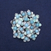 Spilla Fiori con Acquamarina, smalto azzurro, metallo argentato 60×62 mm