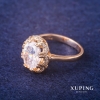 Anello Xuping con pietra bianca, placcato oro 18K, misura 16