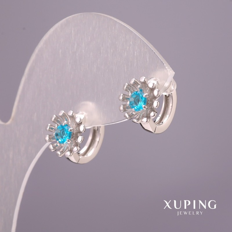 Orecchini Xuping con pietre azzurre 9x13 mm Rodio
