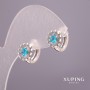 Orecchini Xuping con pietre azzurre 9x13 mm Rodio