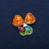 Spilla-pendente Coccinella con cabochoni di ambra artificiale, smalto, metallo argentato 35x37 mm