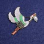 Spilla Cicogna smalto metallo dorato 50×33 mm