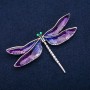 Spilla Libellula smalto viola, metallo argentato 47×76 mm