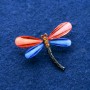 Spilla a forma di libellula con cristalli, metallo argentato 32×43 mm