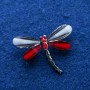 Spilla Libellula con cristalli, metallo argentato 32×43 mm