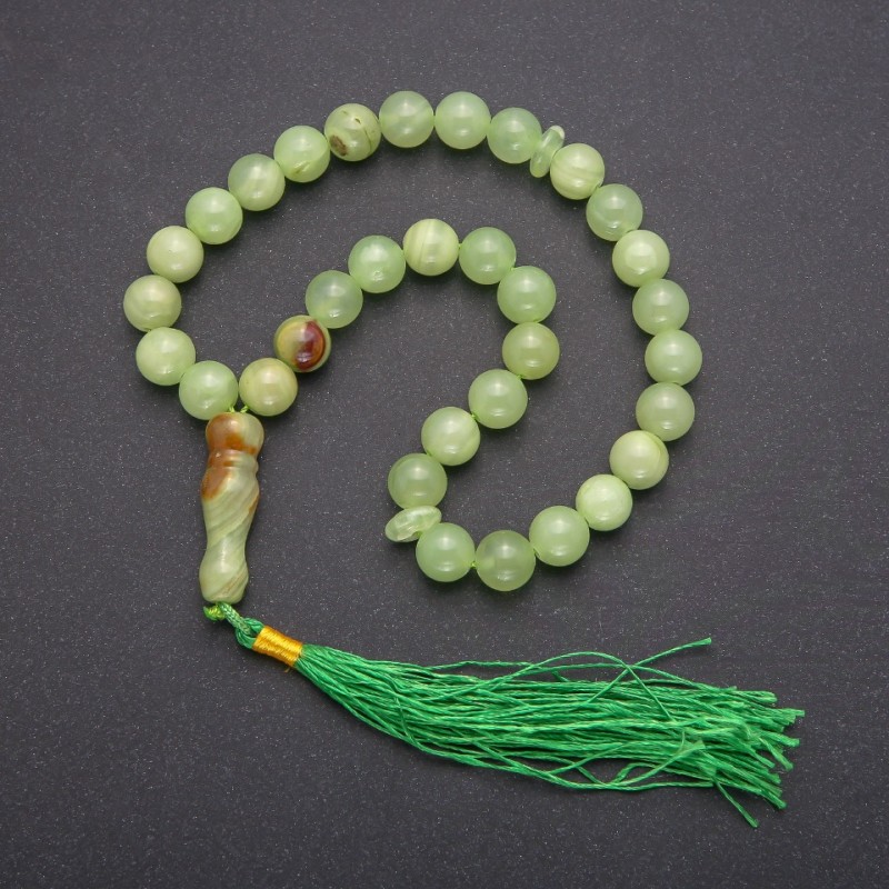Mala in onice, 33 perle, diametro 10 mm o superiore