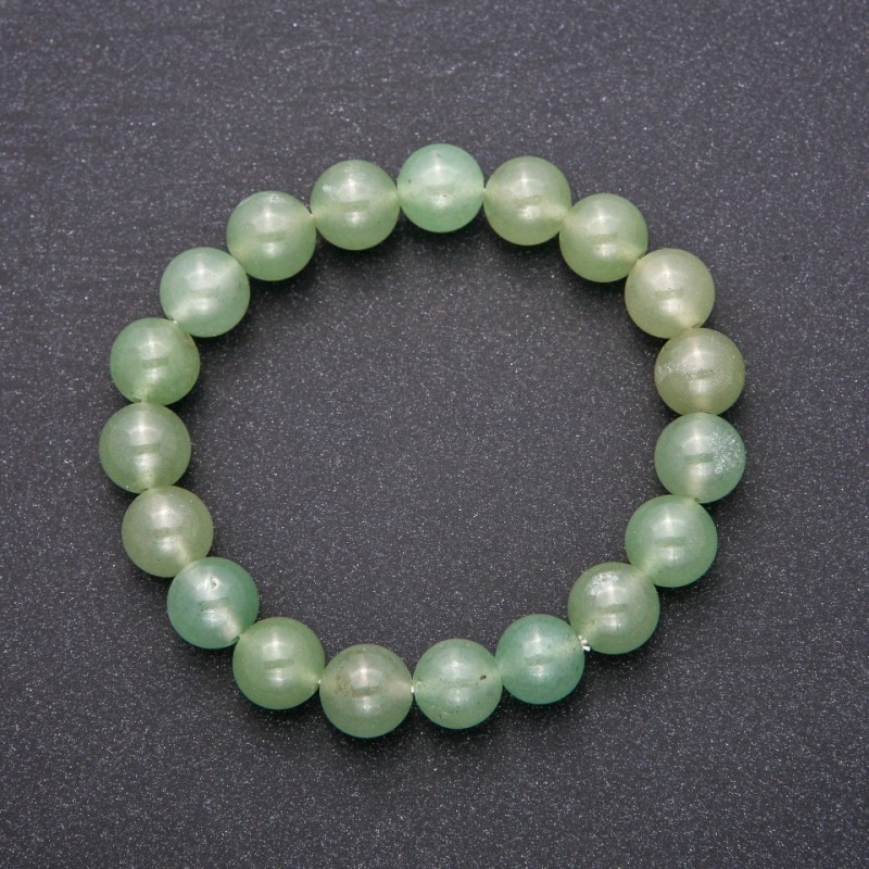 Bracciale in giada con sfere lisce, diametro 10 mm (±), lunghezza 18 cm