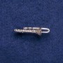 Spilla a forma di tubo con strass grigi 15×41 mm, metallo argentato