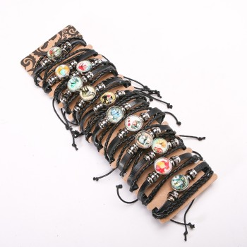 Braccialetti in ecopelle assortiti, con coulisse, confezione da 12 pezzi