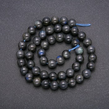 Perle di labradorite naturali, sfera liscia, diametro di circa 8 mm, lunghezza 38 cm