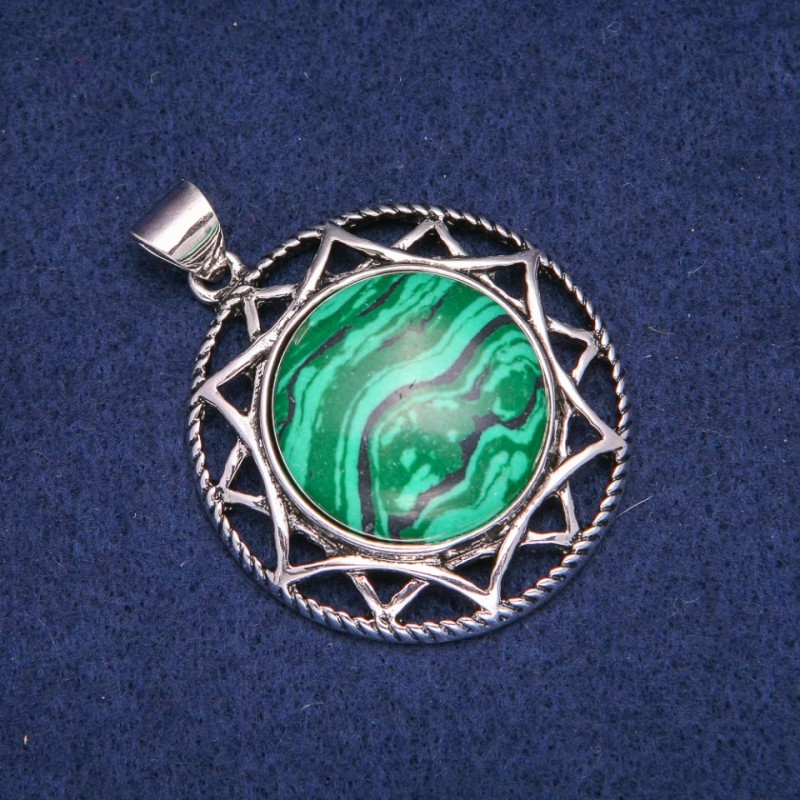 Pendente in malachite in montatura antica 40×46 mm