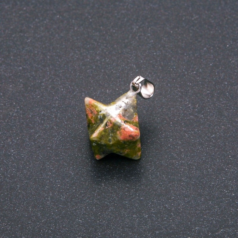 Ciondolo Merkaba in Jasper ed Eliootropo 10x10 mm