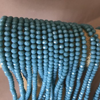 Perle in cristallo ceco opaco, onda marina turchese «rondella», diametro 6 mm, filo lungo 41 cm