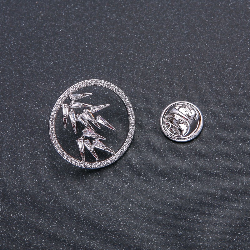 Spilla Xuping rodio con strass bianchi 22 mm