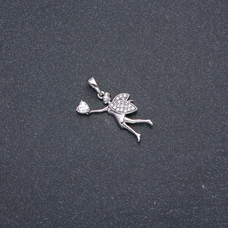 Pendente Xuping rodio con pietra bianca e strass 27×22×17 mm +