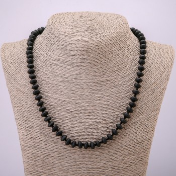 Collana in scungite artificiale, rondella liscia, diametro 8×5 mm ±, lunghezza 45 mm ±